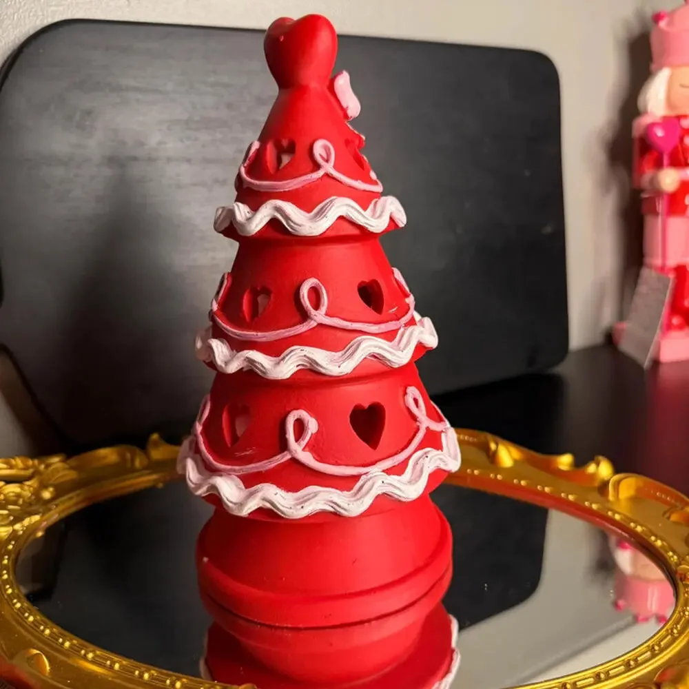 Valentine LED Heart Tree Decor Red Pink Light-Up Shelf Sculpture NWT